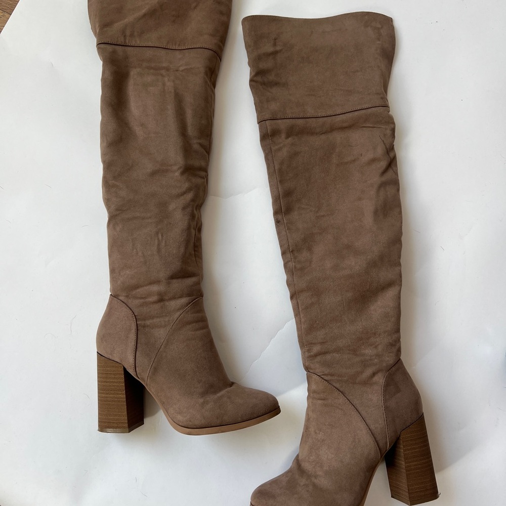Suede thigh high boots